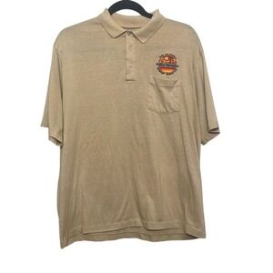 Vintage 80's Mens Beige Police Olympics Newport Beach Short Sleeve Polo Shirt L